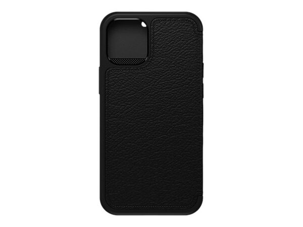 OtterBox Strada Series Folio - L&auml;pp&auml;kansi matkapuhelimelle - nahka, polykarbonaatti, metallinen salpa - varjon musta - slim design malleihin Apple iPhone 12 min