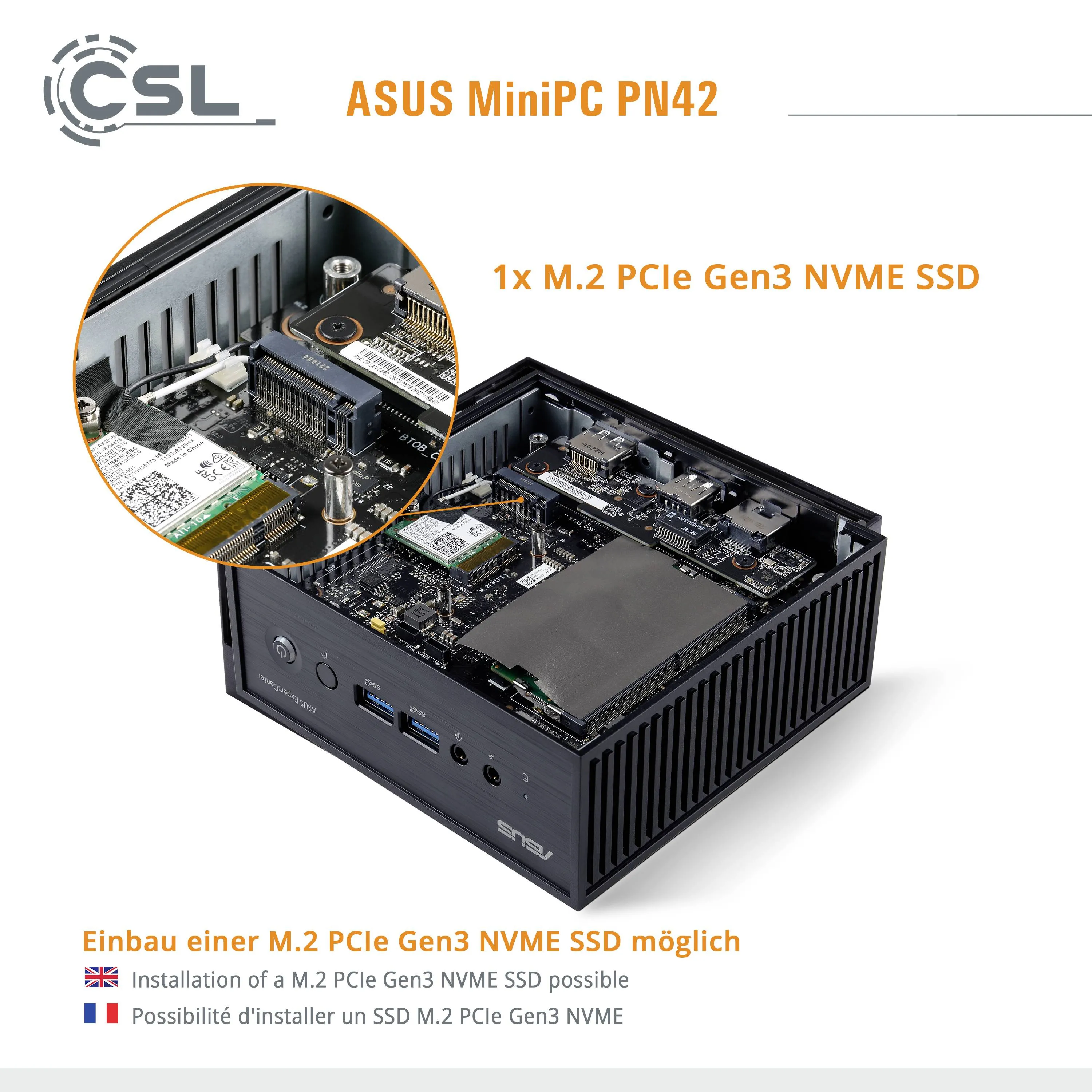 ASUS PN42 Intel N200 mini-PC barebone, svart