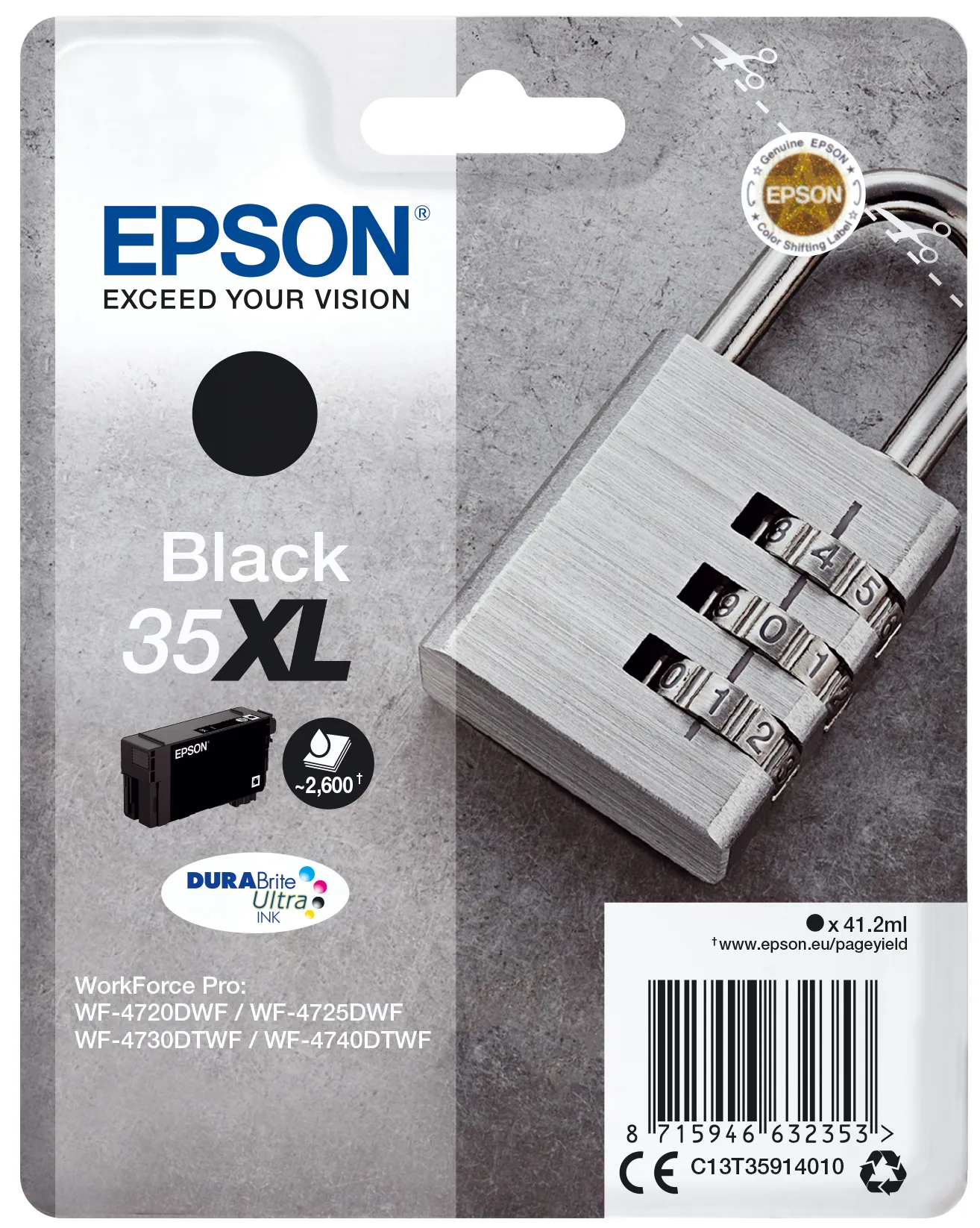 Ink/35XL Padlock 41.2ml BK SEC