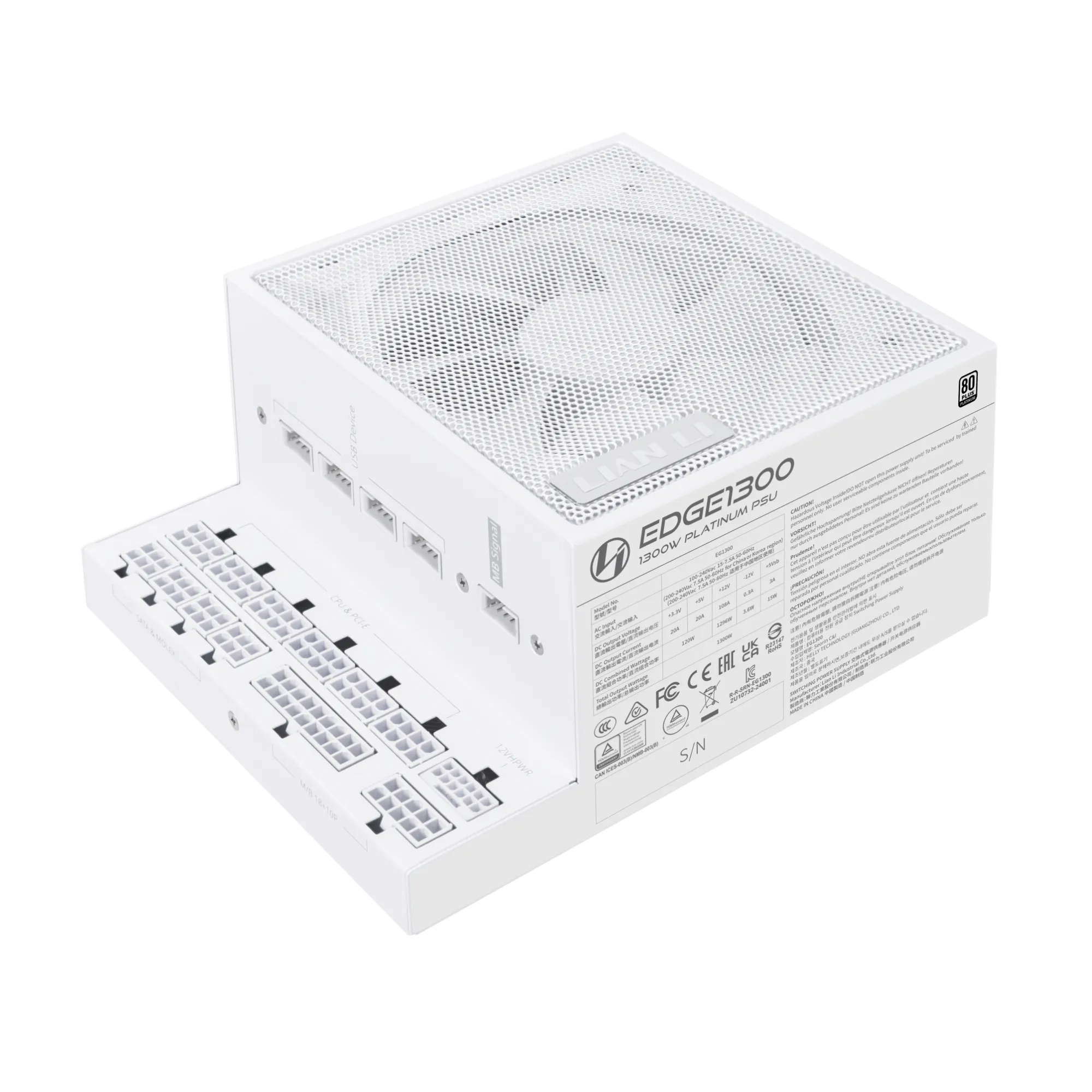 Lian Li EDGE 1300 White 1300W - n&auml;taggregat, 80 Plus Platinum