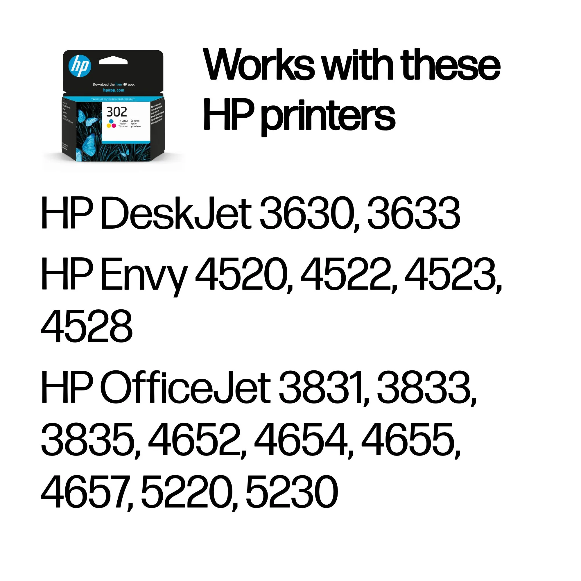 HP 302 ink cartridge, 4 ml, Tri-color