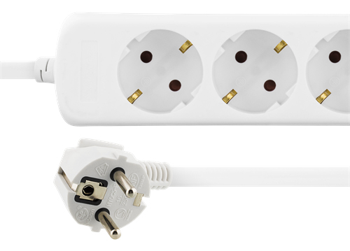 Deltaco GT-166D 2xUSB, 6 outlets Power Strip, 3m, White