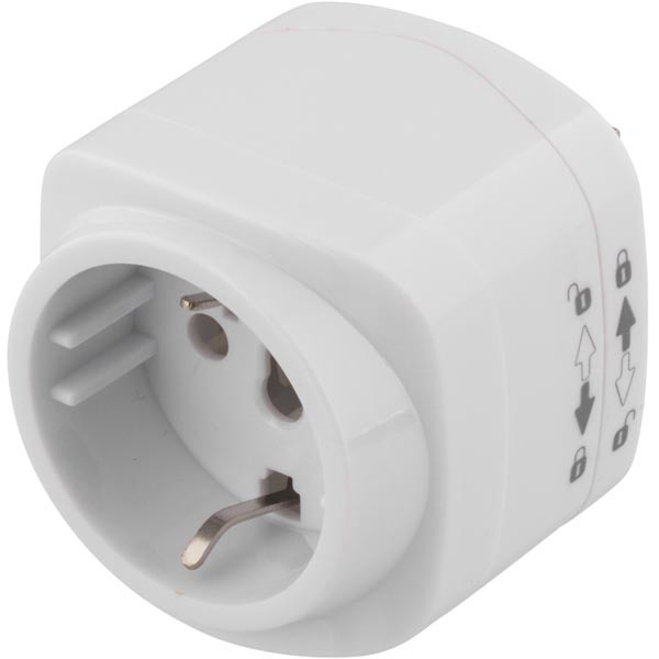 DELTACO Reseadapter, EU till US, jordad, vit