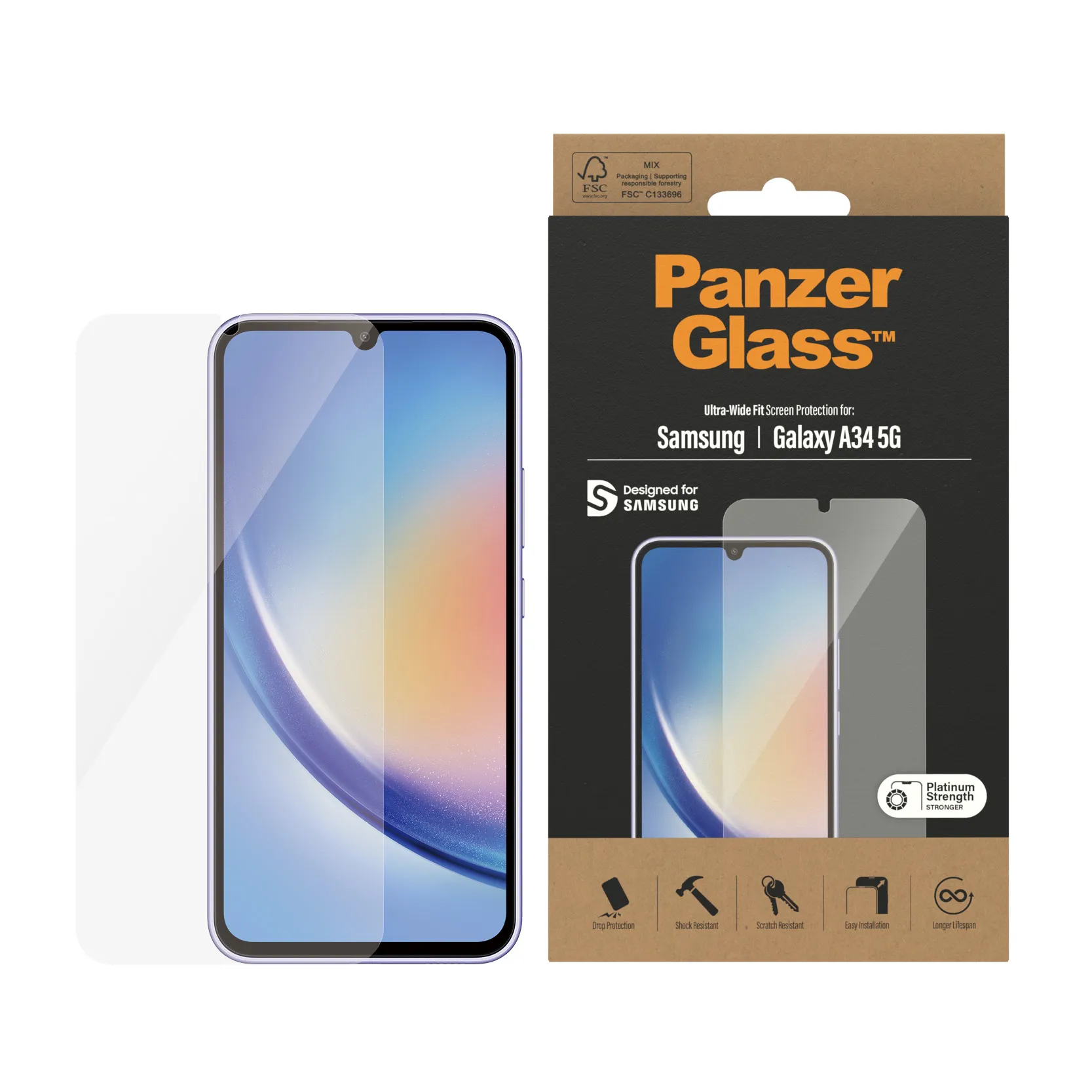 PanzerGlass Ultra-Wide Fit, Galaxy A34 - Screen Glass