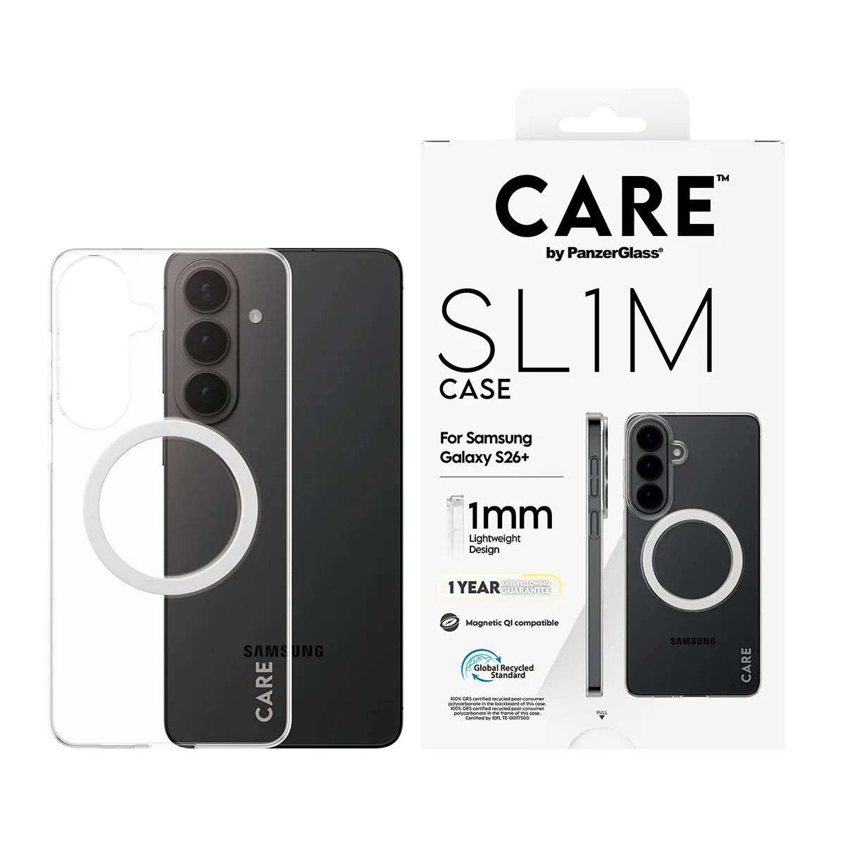 PanzerGlass CARE SL1M Case for Galaxy S26+, Clear