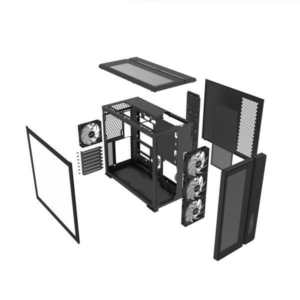 SAMA S50 midi-tower chassi med f&ouml;nster och RGB-belysning, svart