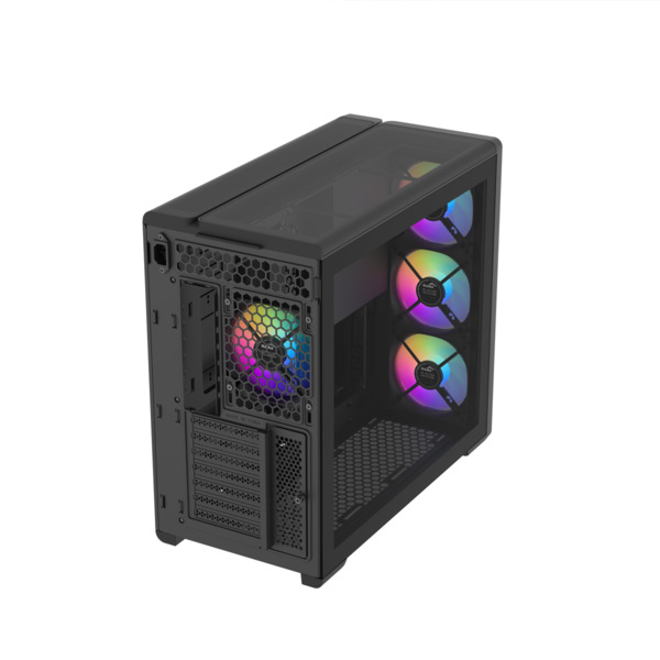 SAMA S50 midi-tower chassi med f&ouml;nster och RGB-belysning, svart