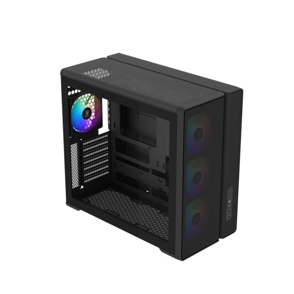 SAMA S50 midi-tower chassi med f&ouml;nster och RGB-belysning, svart