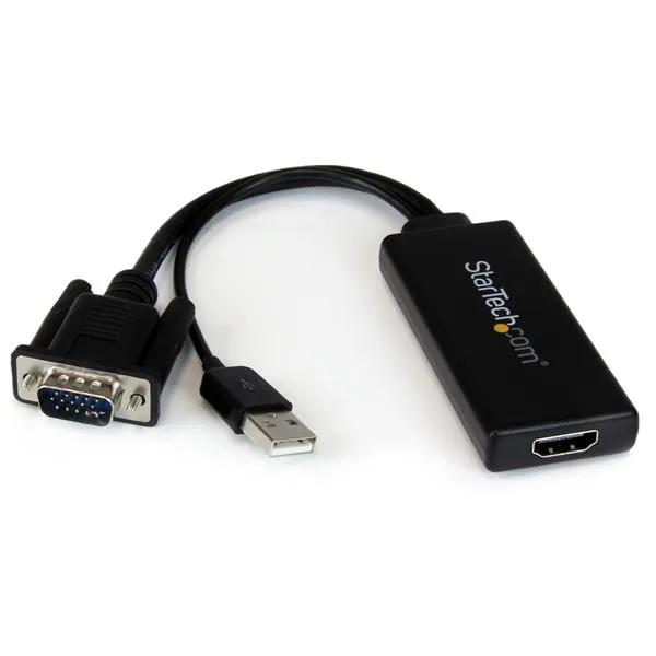 StarTech VGA to HDMI Adapter with USB Audio & Power -adapteri, Musta