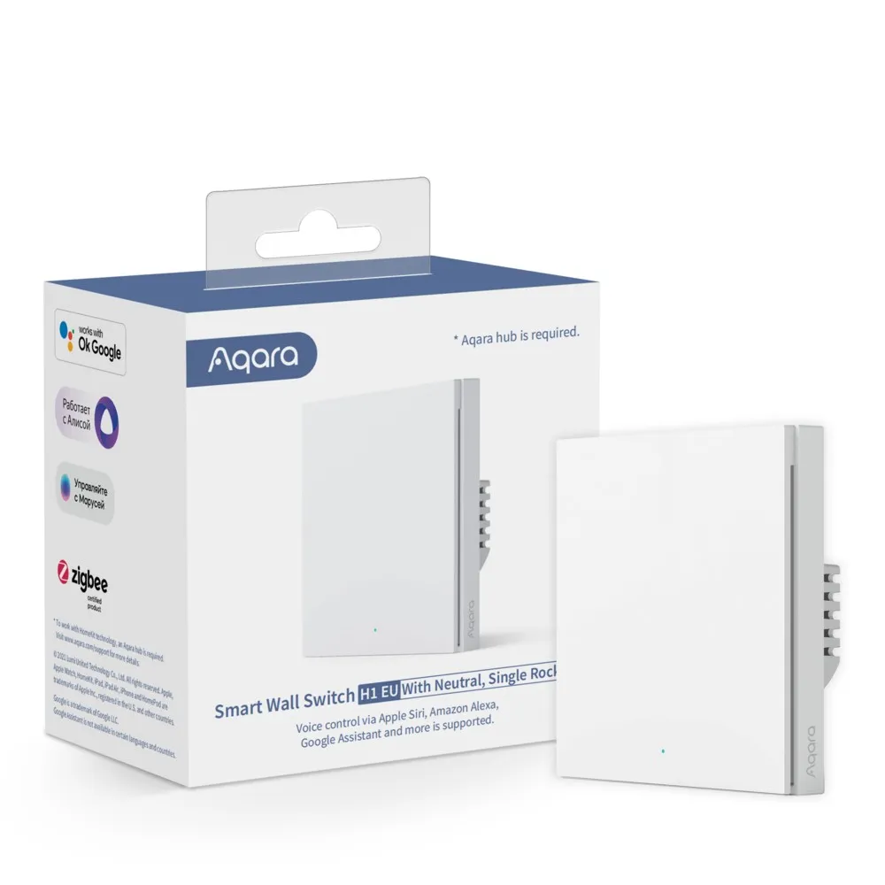 Aqara Smart Wall Switch H1 with neutral, single rocker - en lampknapp