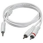 Cables To Go 3,5mm &ndash; 2 x RCA - ljudkabel, hane/hane, 1 m, Vit