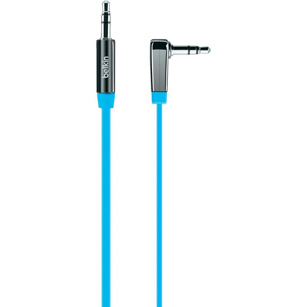 AUX Cable flat right angle 0,9m, Blue
