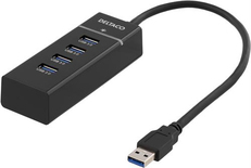 DELTACO USB 3.1 Gen 1 hubb, 4-portar, plast, svart