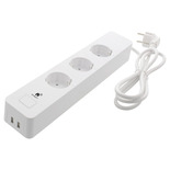 Qnect SH-P03USB-QNE -älyjatkojohto, 3x pistoke, 2x USB, 13A, Wi-Fi