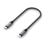 Satechi Braided USB-C - Lightning - kabel, 0,25 m, Svart/Grå