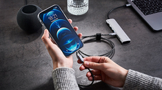 Epico Fabric Braided USB-C - Lightning - kabel, 1.2 m, Rymdgrå