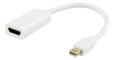 DELTACO Mini DisplayPort till HDMI adapter, 4K 60Hz, 0,2m, Vit