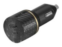 OtterBox Standard Fast Charge Car Charging Kit - Auton virtasovitin - 18 watt - 3 A - PD 3.0 (USB-C) - johdossa: USB-C - musta hohto - (ei palautusoikeutta)