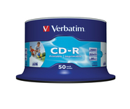 VERBATIM CD-R LEVY 50kpl 700 MB AZO, CD-R, 52X, Printable, ID Brand  50 pk spindel, retail -