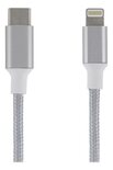 Epzi Braided USB-C - Lightning -kaapeli, 1m, Hopea