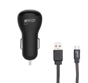 GEAR Laturi 12 24V 2xUSB 2,4A MicroUSB 1m, Musta | Car GEAR Laturi 12 24V 2xUSB 2,4A MicroUSB 1m, Musta | Car